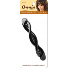 10Cm Twisted Auto Barrette Shiny Black