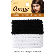 2Tone Twisted Elastics 8Pc Black & White