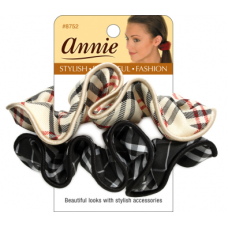 Check Scrunchies Beige & Grey 2Pc