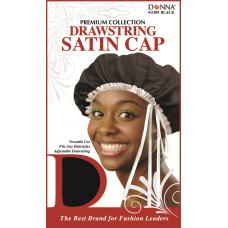 Drawstring Satin Cap Black