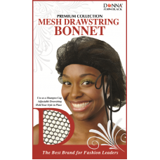 Mesh Drawstring Bonnet Cap Black