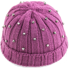 Knit Hat W/Hematite Studs