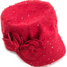 Sequin Military Cap W/Flower