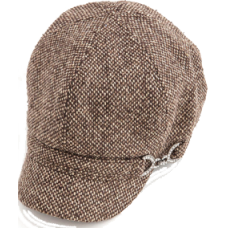 Tweed Newsboy Cap W/Crystal Chain